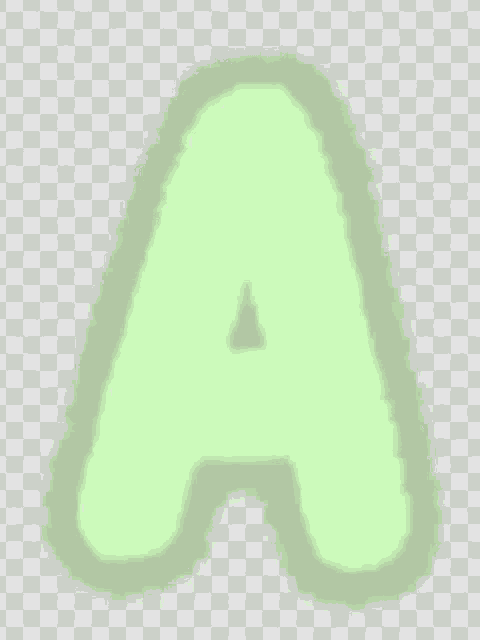 the letter a is glowing in the dark .