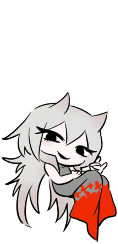 a drawing of a girl with horns and a red cape