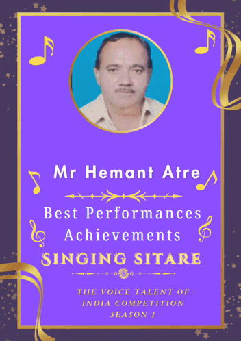a poster for mr hemant atre best performances achievements singing sitare