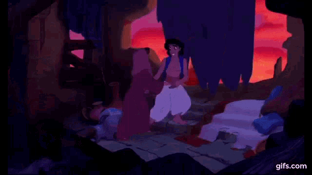 aladdin is a cartoon character from the movie aladdin . he is flying through the air .