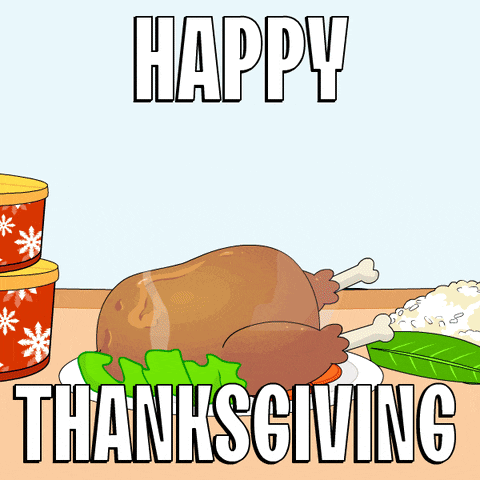a happy thanksgiving greeting card with a cartoon penguin