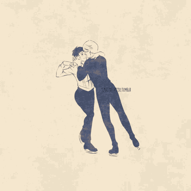 a drawing of two ice skaters with sonatine arts tumblr written below it