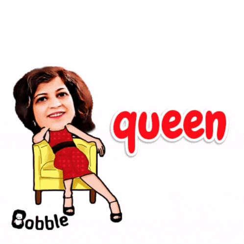 a blurry image of a person with the word queen in red