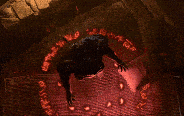 a person is standing in front of a large red fireball