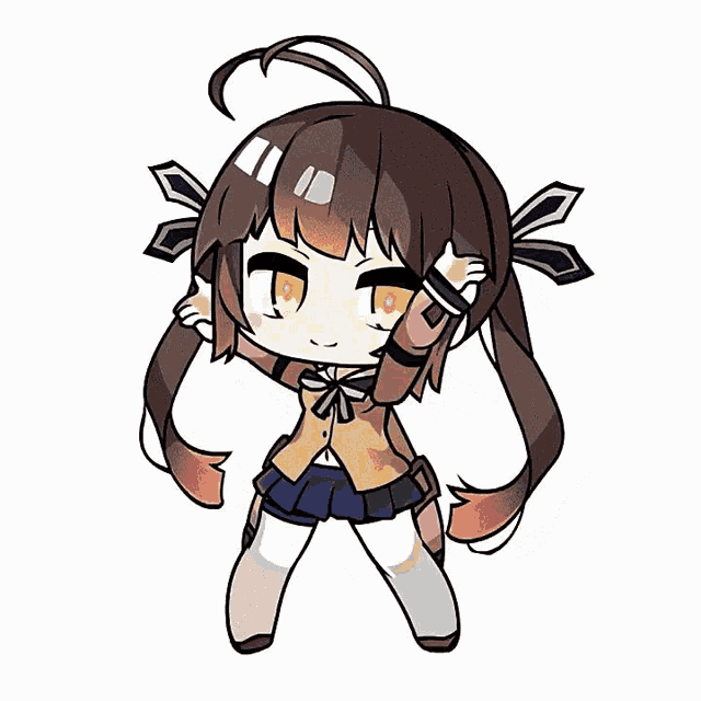 a chibi drawing of a girl with brown hair