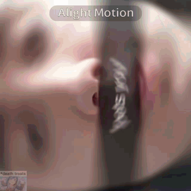 a close up of a person 's face with the words alight motion visible