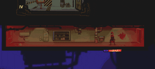 a video game screen shows a person walking in a room with a sign that says raw on it
