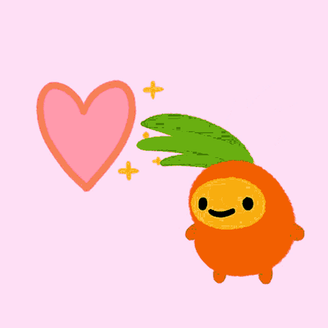 a cartoon drawing of a pineapple with a heart above it