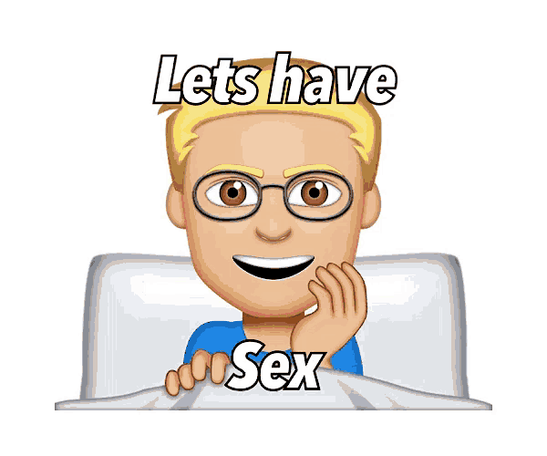 a cartoon of a man laying in bed with the words let 's have sex