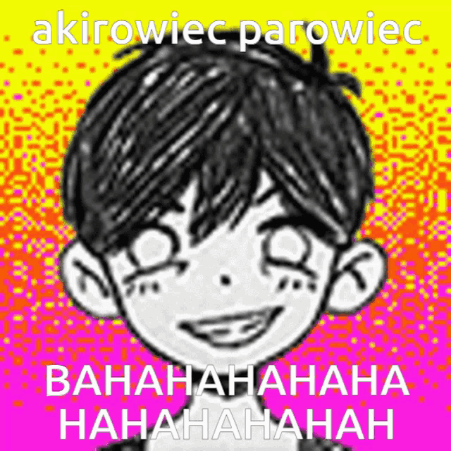 a black and white drawing of a boy with the words akirowiec parowiec