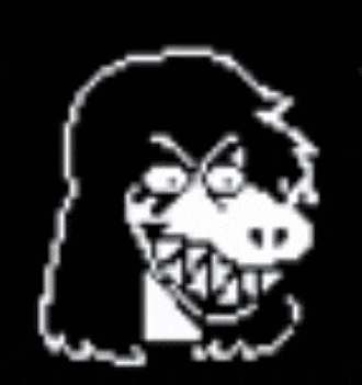 a black and white pixel art drawing of a person 's face with a big mouth .