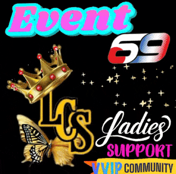 an advertisement for lcs ladies support with a crown and butterfly