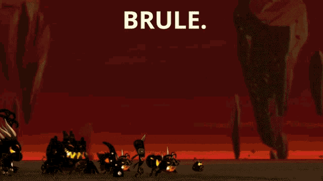 a cartoon drawing of a fire with the words brule above it