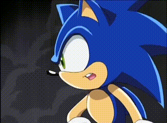 a close up of sonic the hedgehog 's face on a black background
