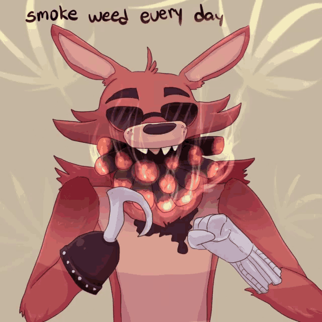 a cartoon drawing of a fox smoking weed