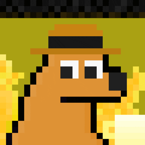a pixel art image of a man wearing a hat