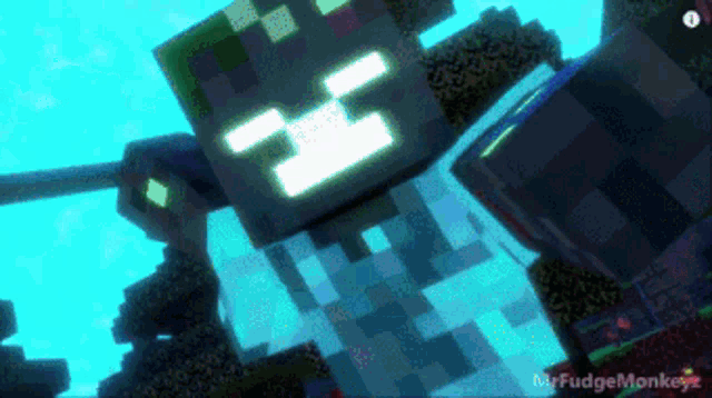 a picture of a minecraft character with a glowing face