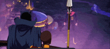 a cartoon of a man in a cape standing next to a man in a suit