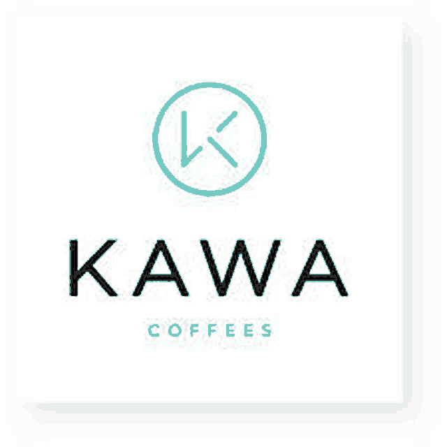 the logo for kawa coffees has a k in a circle .