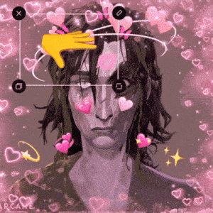 a drawing of a man with hearts on his face and the word arcane at the bottom