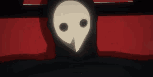 a cartoon character with a white face and a long nose