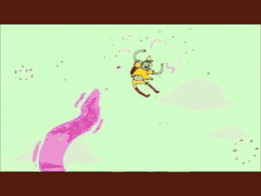 a purple background with a yellow explosion coming out of it