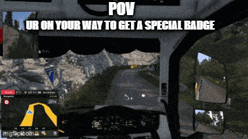 a screenshot of a video game with a caption that says pov ur on your way to get a special badge