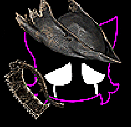 a pixel art of a cat wearing a hat and a ring