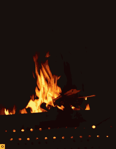 a picture of a fire with a yellow o on the bottom