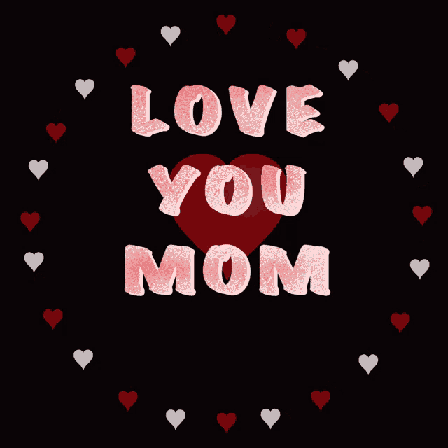 a red heart with the words love you mom written inside of it