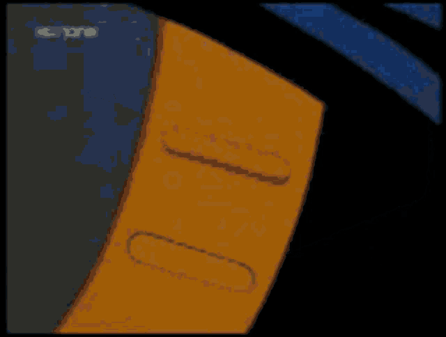 a close up of a cartoon character 's face with the word horizons in the corner
