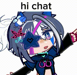 a drawing of a girl with a star in her hair and the words hi chat on the bottom .