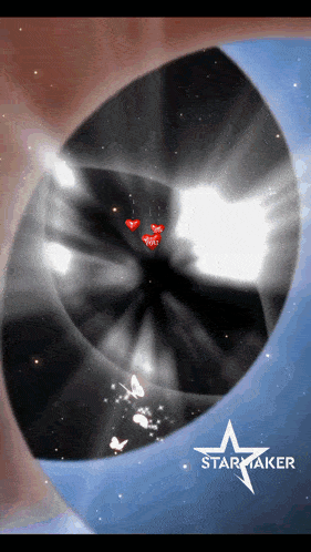 an animated image of a star maker with hearts coming out of it