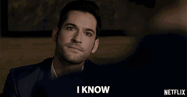a man in a suit says " i know " in a netflix advertisement