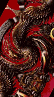a red background with a swirl and the words meriah community
