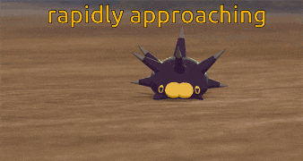 a cartoon character with spikes and the words rapidly approaching