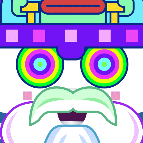 a colorful drawing of a man with a mustache