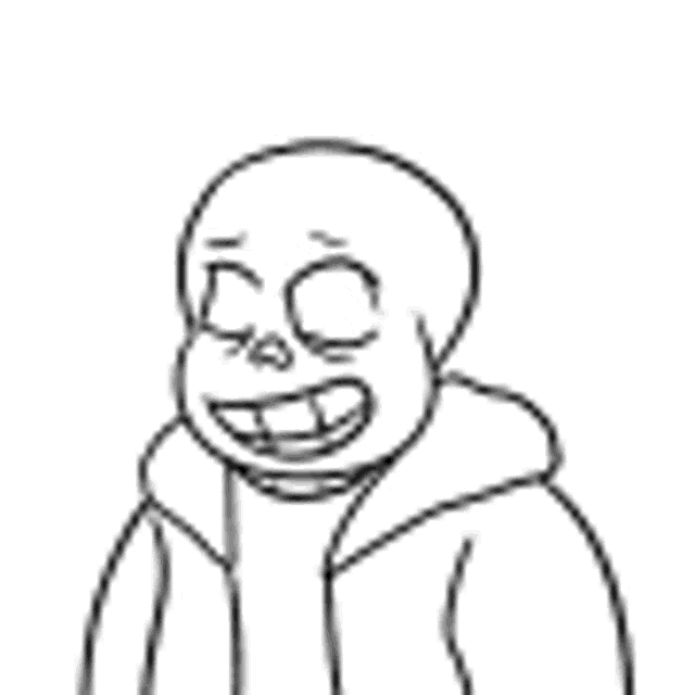 a black and white drawing of sans from undertale with a hoodie on .