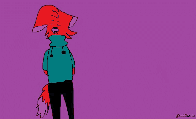 a cartoon of a fox wearing a blue sweater