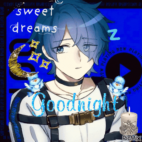a picture of a boy with the words sweet dreams and goodnight written on it