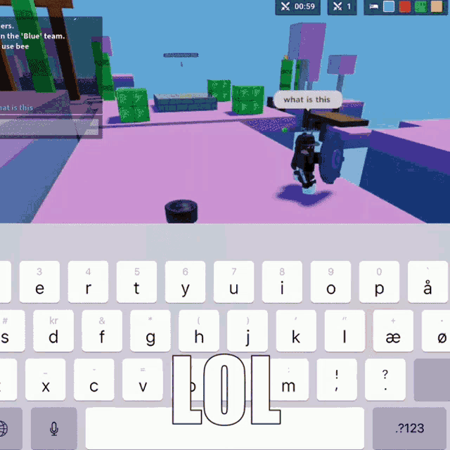 a screen shot of a video game with the word lol on the keyboard