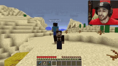 a man playing a video game with the name harrington ii