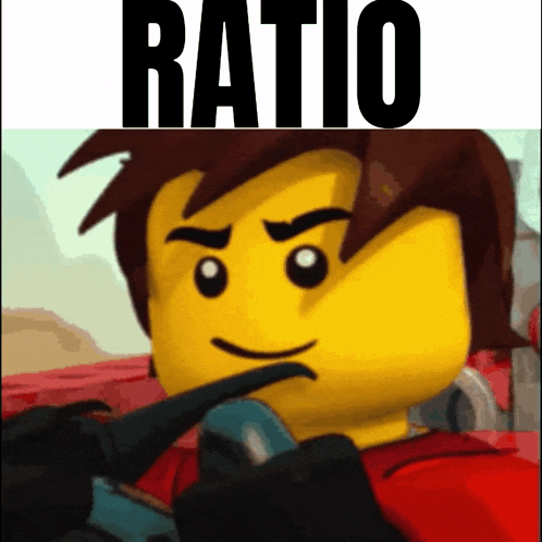 a picture of a lego character with the word ratio written above him
