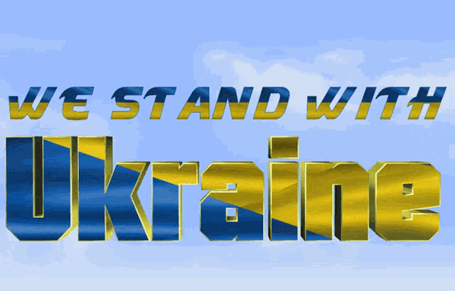 a sign that says we stand with ukraine on it