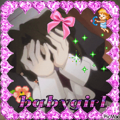 a picture of a girl with a pink bow and the word babygirl