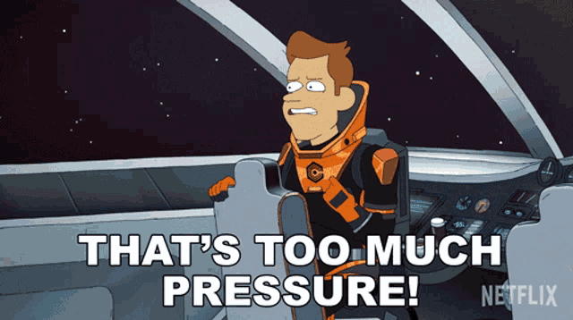 a cartoon character says that 's too much pressure while sitting in a cockpit