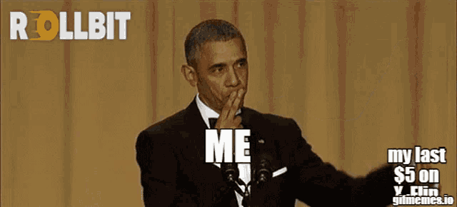 a man in a suit covering his mouth with his hand and the word me is on the bottom