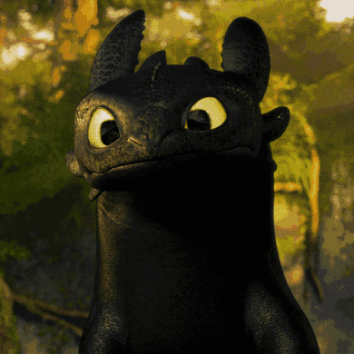 toothless from how to train your dragon looks at the camera with a serious look on his face