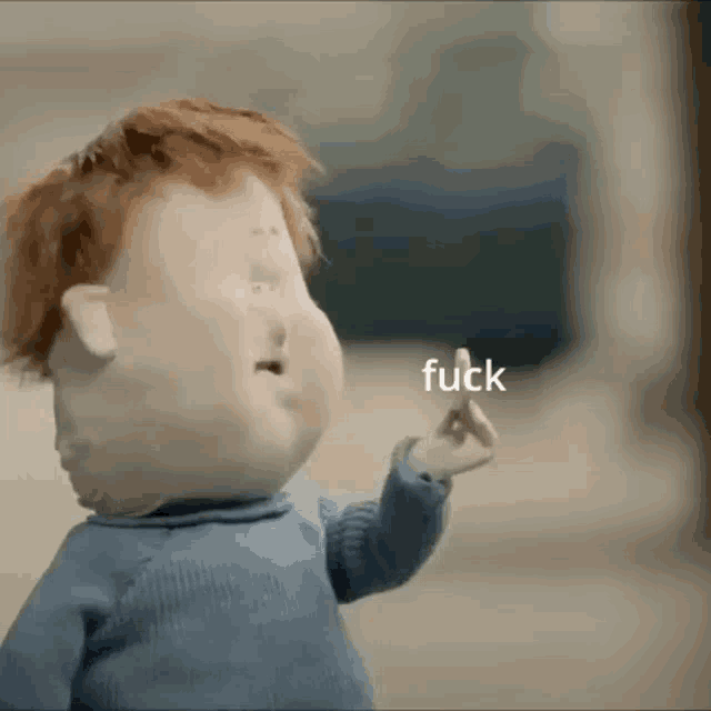 a cartoon character is giving the middle finger and says `` fuck '' .