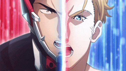 a cartoon of a man with a helmet on his head and another man with a helmet on his head